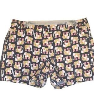 Crown & Ivy Zip Front Shorts Elephant Navy Pink Green White